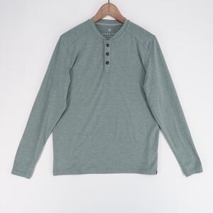 Free Fly Bamboo Flex Henley Mens S Green Heather Long Sleeve 3 Button Viscose